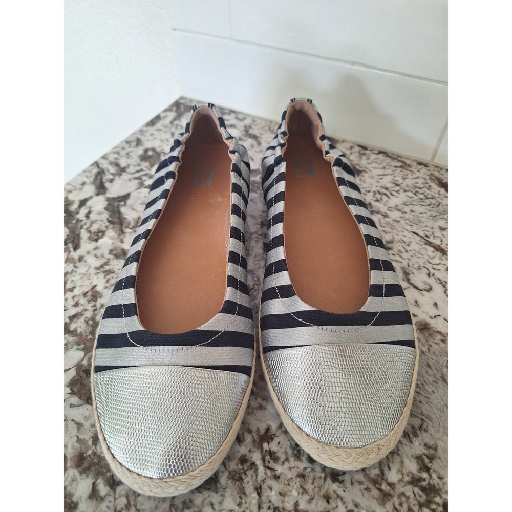 FitFlop Allegro Womens Ballet Pumps Silver Black Flat Size 8.5